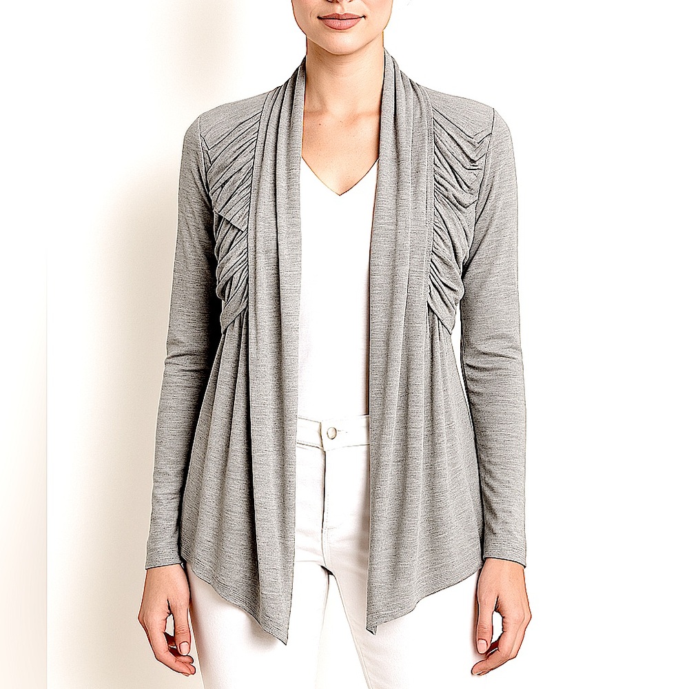 ❤️ Bailey 44 Elegant Gray Long Sleeve Women's Cardigan Sweater XS